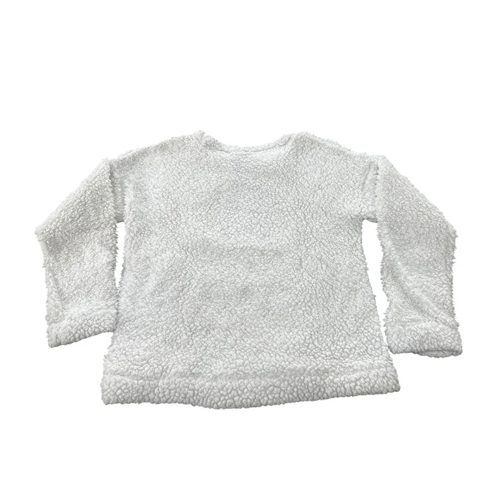 Chicago Blackhawks Sherpa Pullover Girls Large Cream Cozy Metallic Accent Hockey